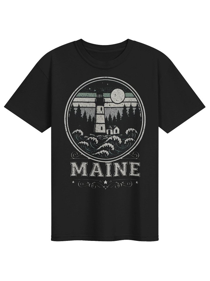 Maine Lighthouse Waves T-Shirt | Vintage Coastal Travel Tee product image (1)