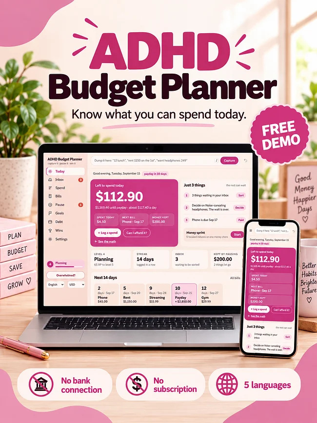 Interactive ADHD budget planner 