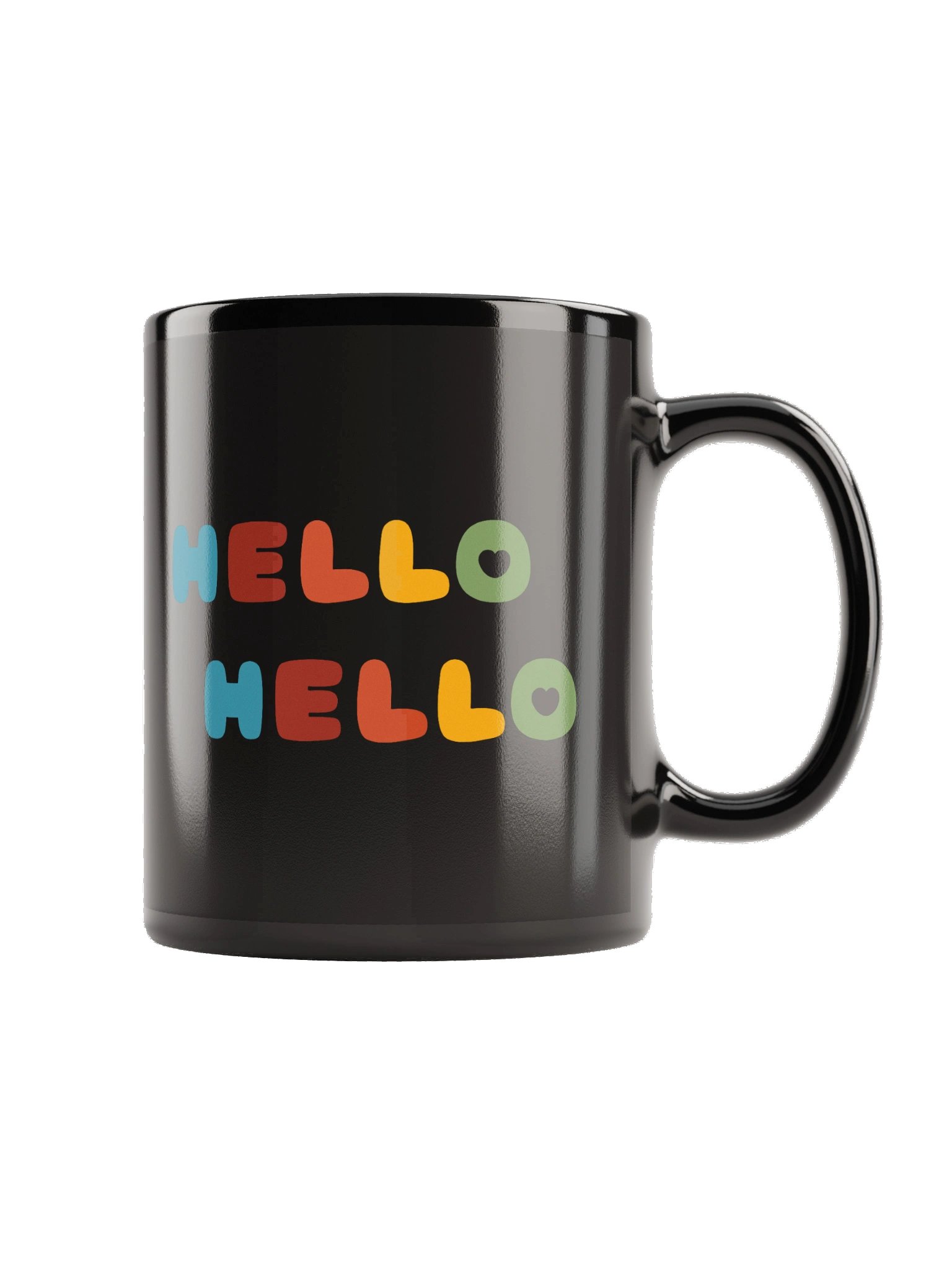 Hello Hello (Rainbow Text) Black Glossy Mug product image (3)