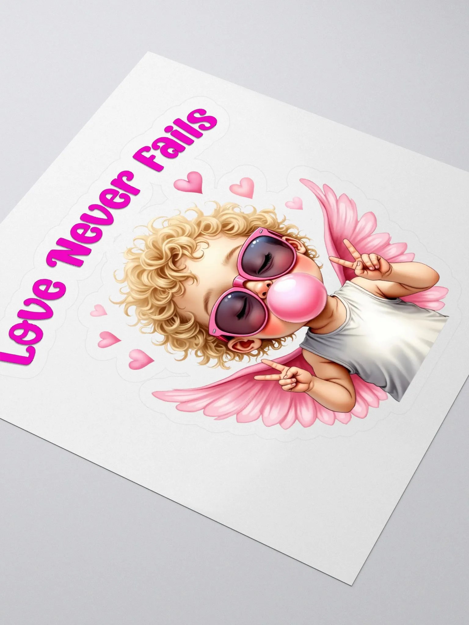 Love Never Fails Valentine Retro Cupid Valentine's Day Kiss Cut Stickers product image (3)