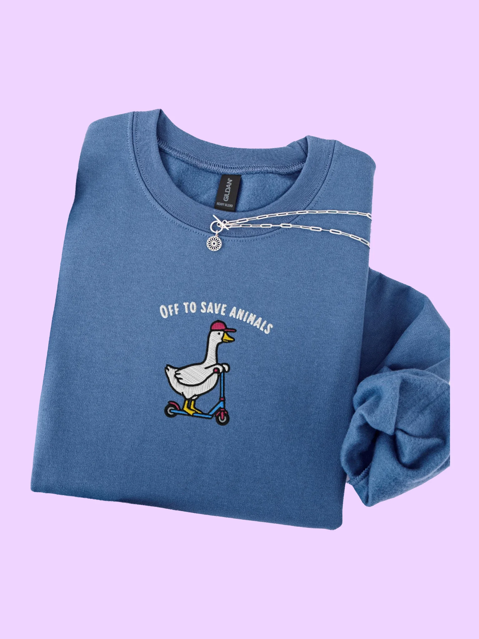 Embroidered Silly Goose "Off to Save Animals" Sweatshirt product image (1)