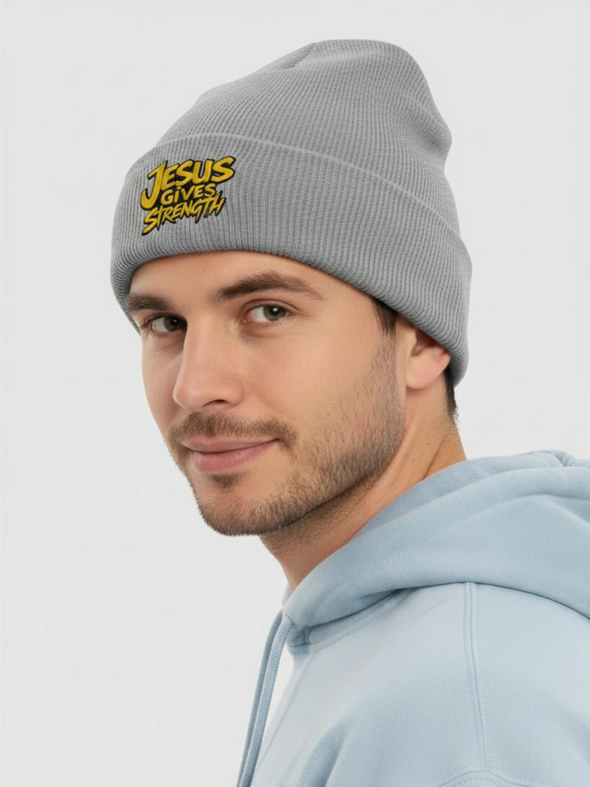 Jesus Gives Strength Embroidered Beanie product image (5)