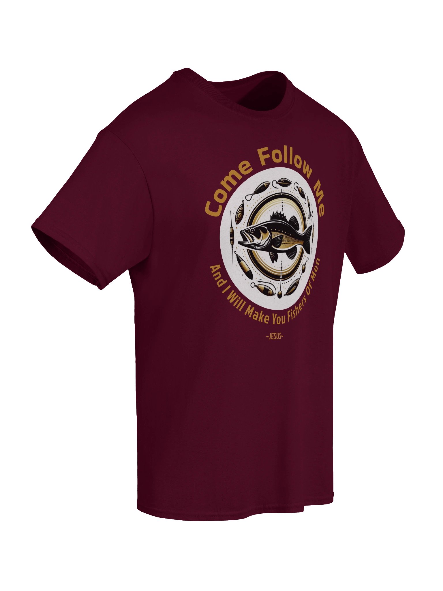 Come Follow Me T-Shirt. Matthew 4:19 Bible Verse Christian Fishing Tee Design product image (7)