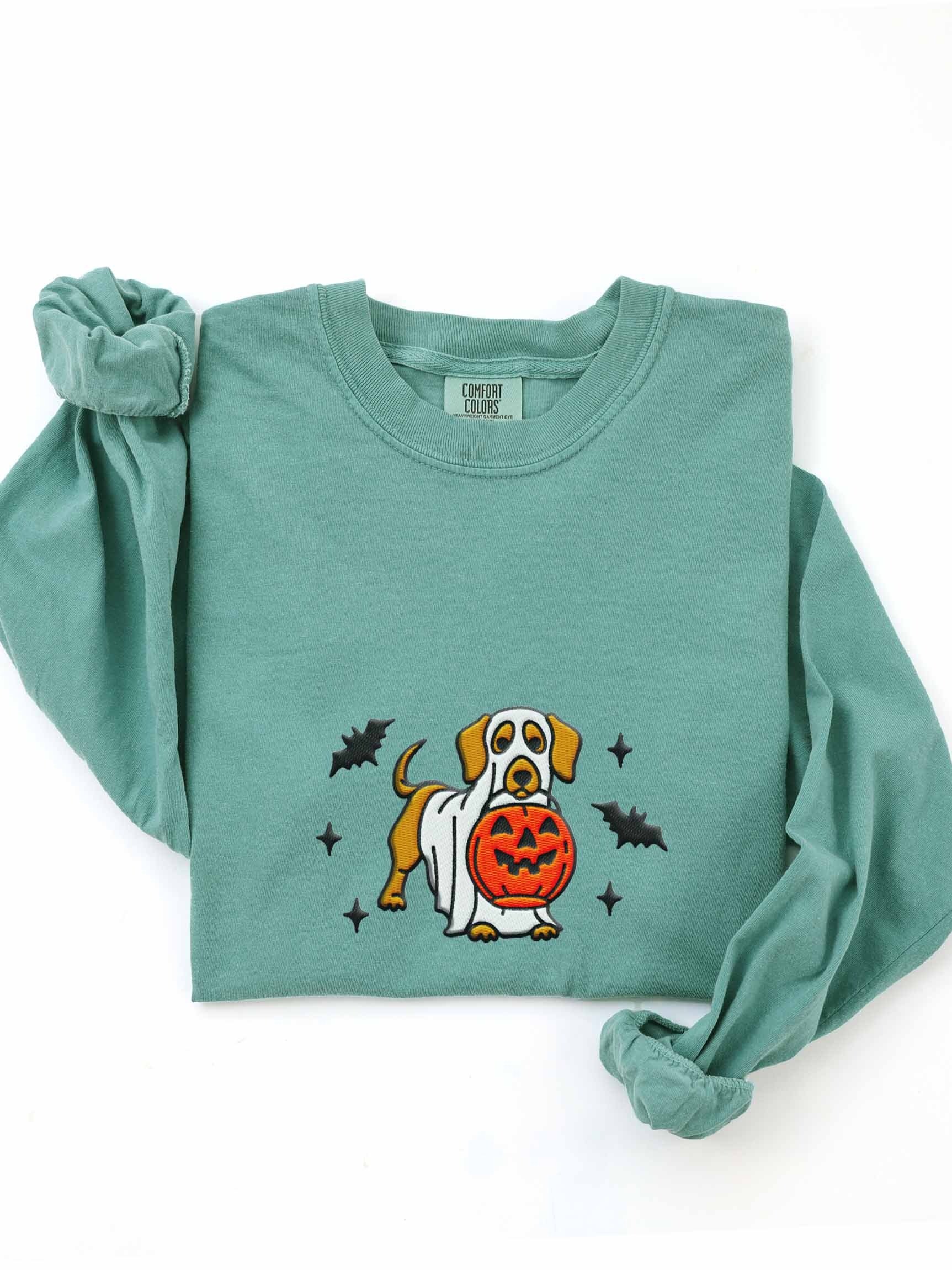 Halloween Dachshund(Brown) Embroidered Long-sleeved T-Shirt product image (1)