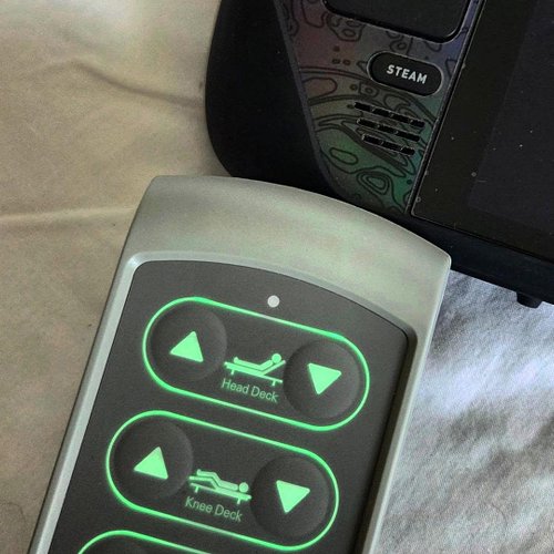 My spouse is so funny.

This is their bed remote controller that controls the physical rehab center's hospital style beds' he...