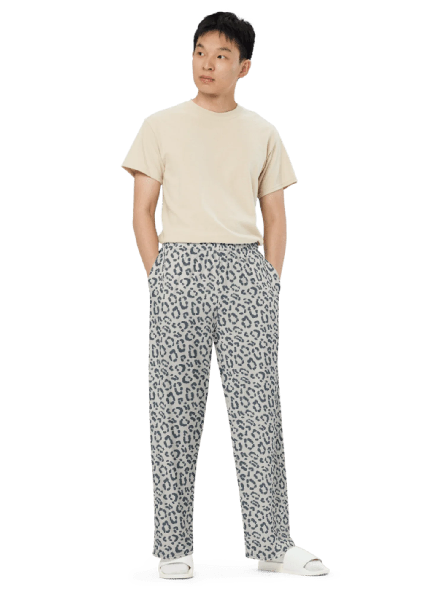 Bold Gray Leopard Print Unisex Wide-Leg Pants product image (4)