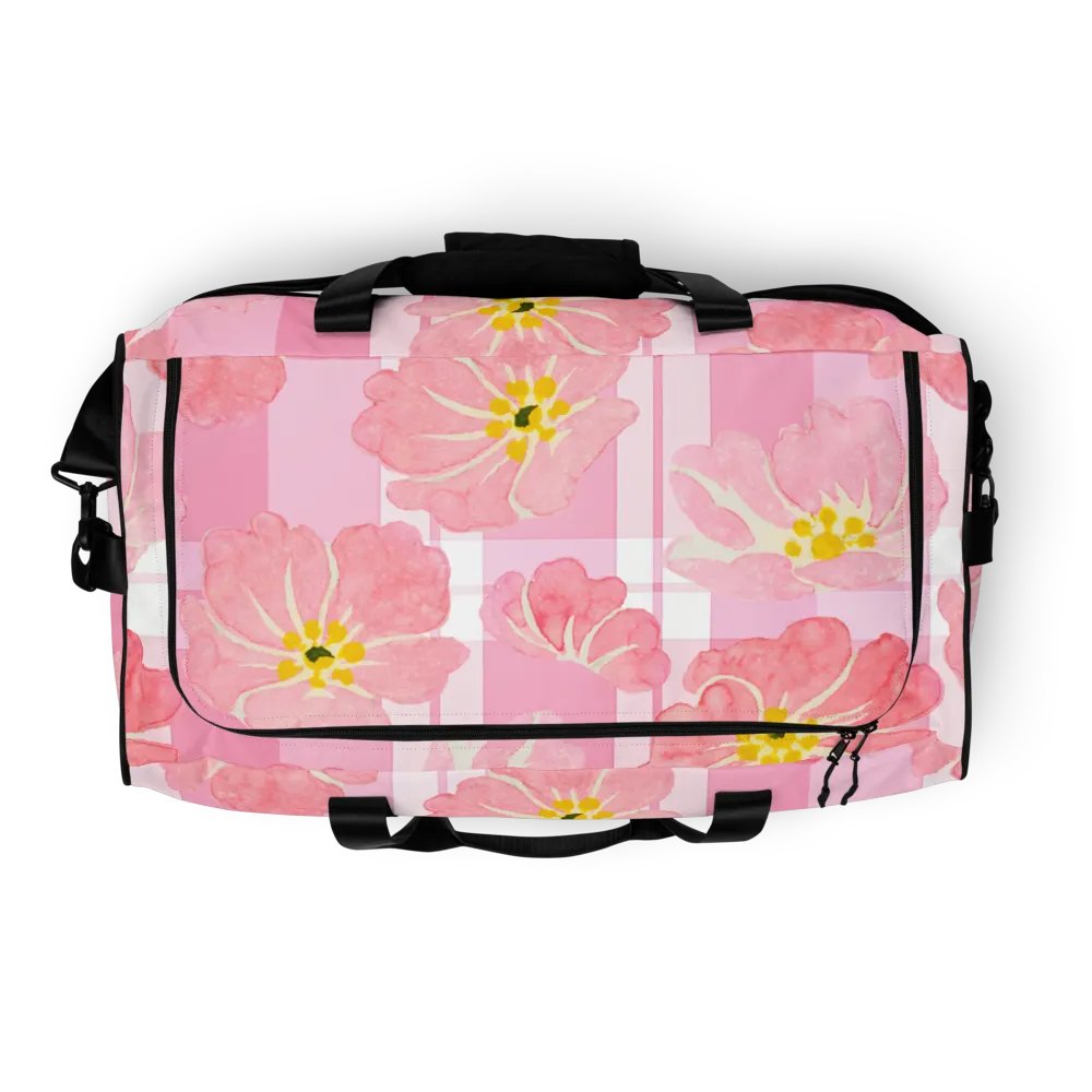 Pink Hibiscus Gingham Duffle Bag product image (5)