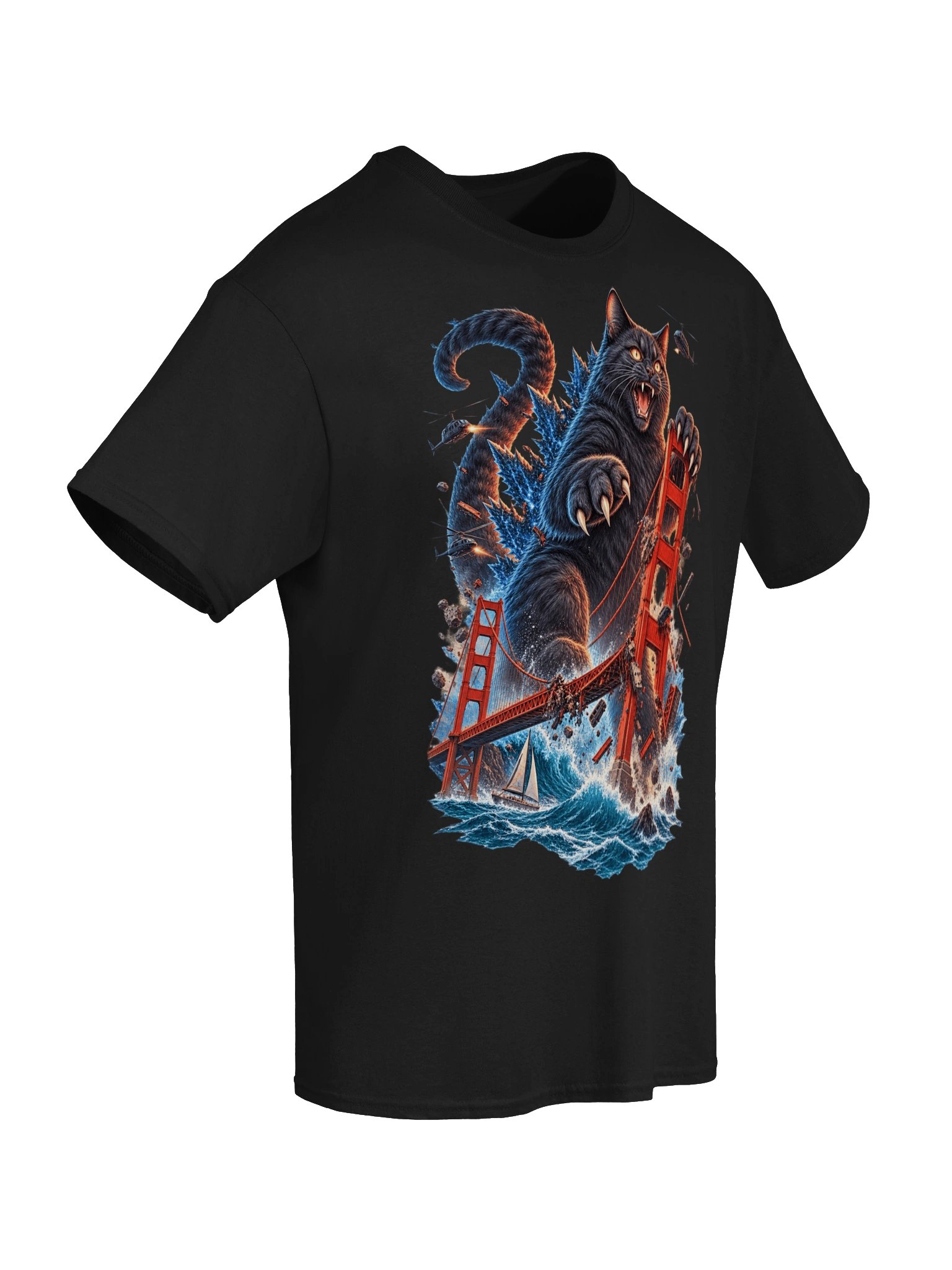 Giant Black Cat San Francisco Monster T-Shirt – Vintage Kaiju Graphic Tee product image (2)
