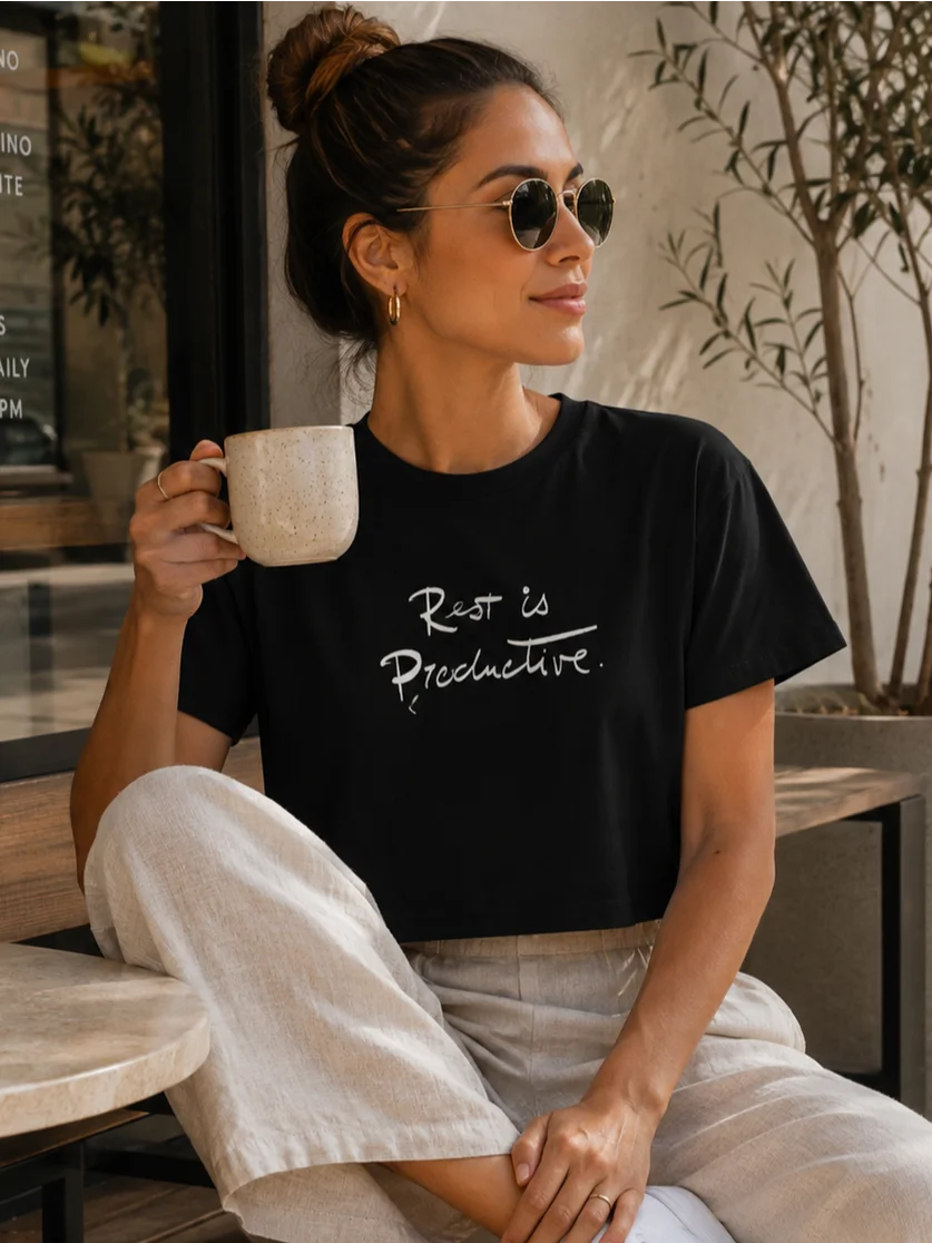Rest Is Productive Cropped T-Shirt | Burnout Recovery Self Care Crop Top product image (5)