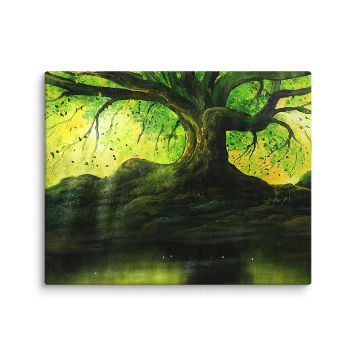 Green Oak Tree in Sunlight by the Pond product image (4)