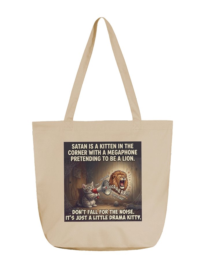"Satan is a Kitten" Spiritual Warfare Canvas Tote Bag product image (1)