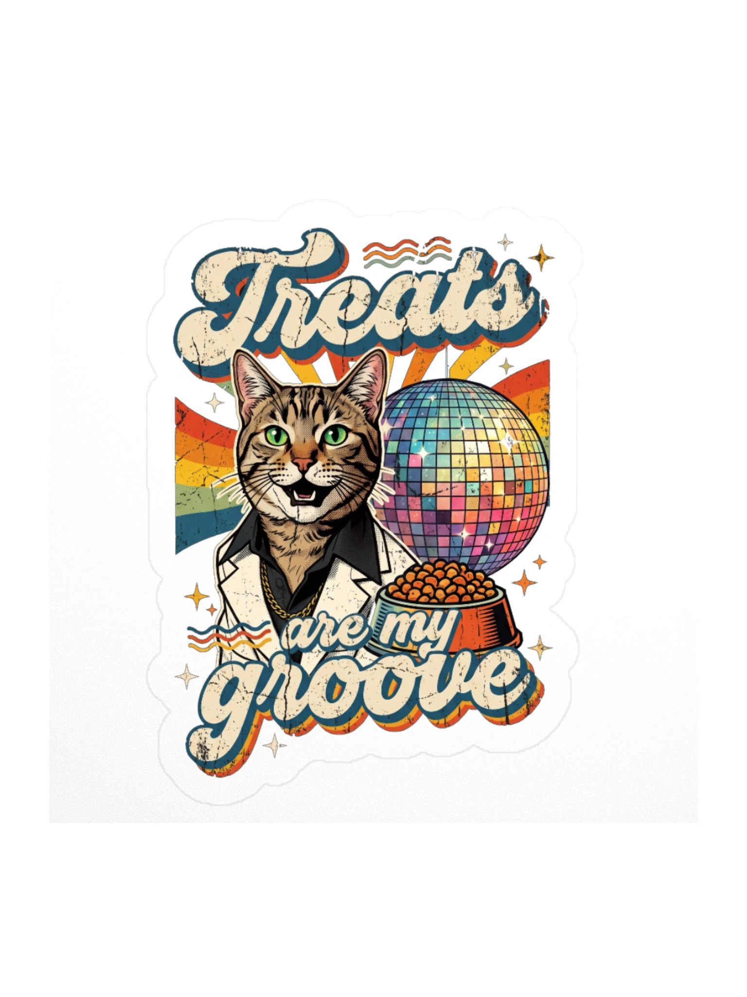 Treats Are My Groove Retro Disco Cat Sticker product image (3)