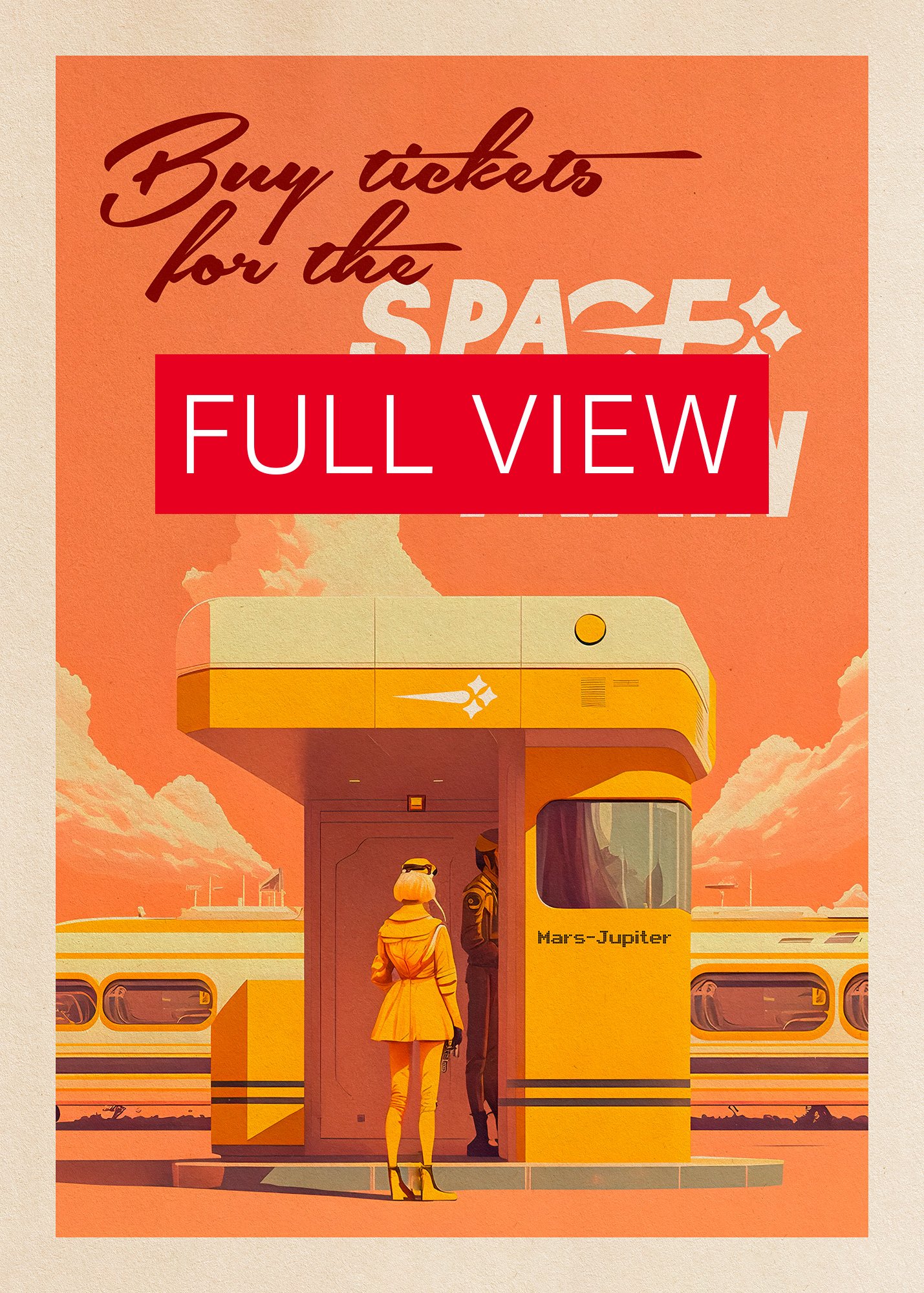 Buy ticket for the Space Train — Vintage space poster, retro space art, propaganda poster, retrofuturism art, retro sci-fi print product image (3)