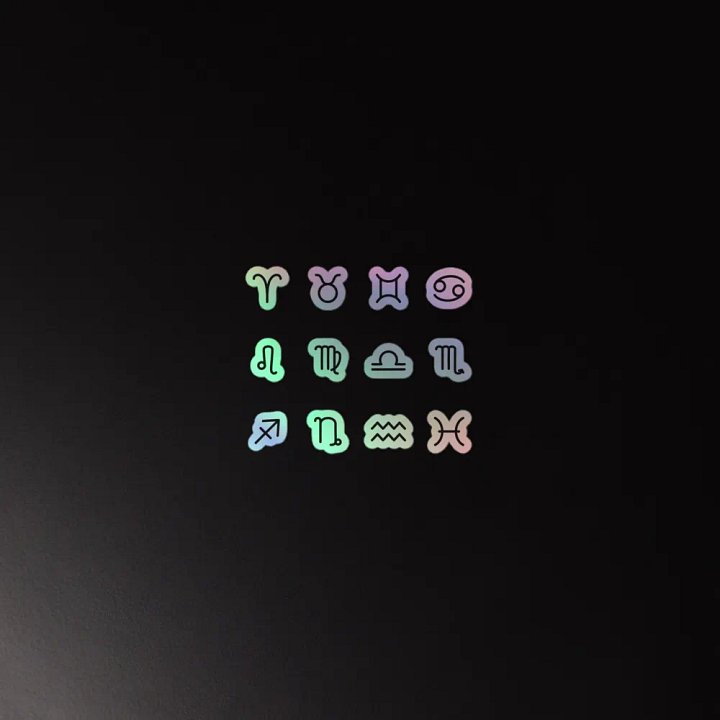 Zodiac Symbols (bubble style) - Holographic Sticker Set product image (1)