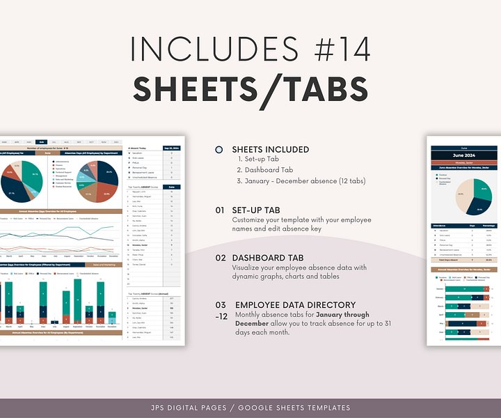 Employee Absence Tracker & Dashboard, Google Sheets Template product image (2)