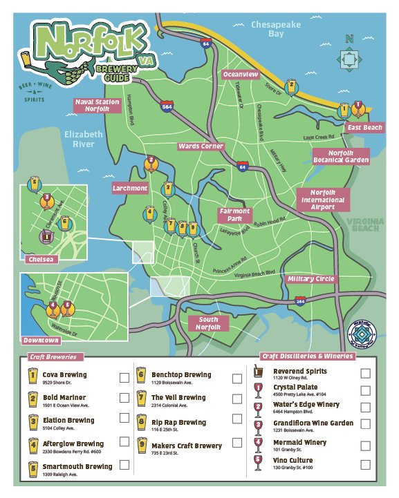 Norfolk 2025 Craft Brewery, Winery, Distillery Map - Instant Digital Download product image (2)