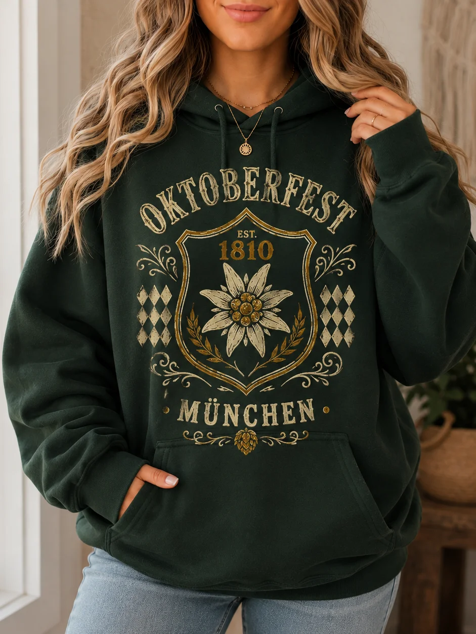 Oktoberfest München Edelweiss Crest Vintage Hoodie product image (1)