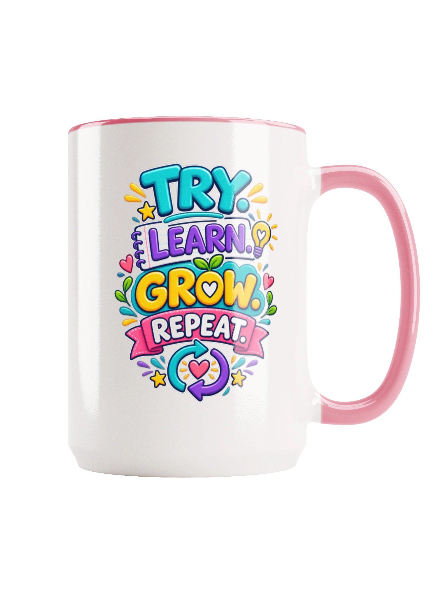 15 oz. Inspirational Mug - Try. Learn. Grow. Repeat product image (1)
