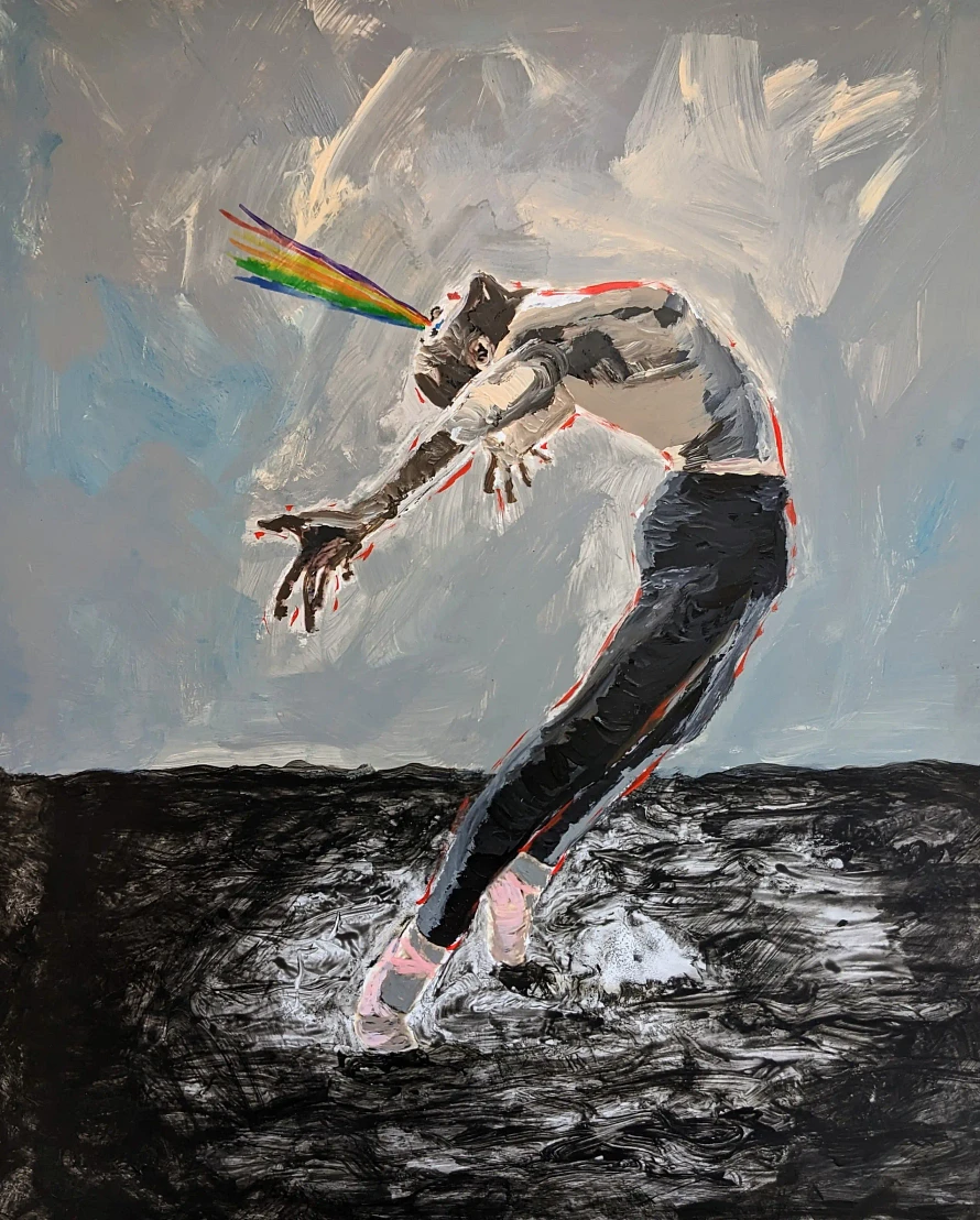 Surrender + Make Magic 11 x 14 in. 2023, 11 x 14 in. Acrylic & watercolor over found image, paper
