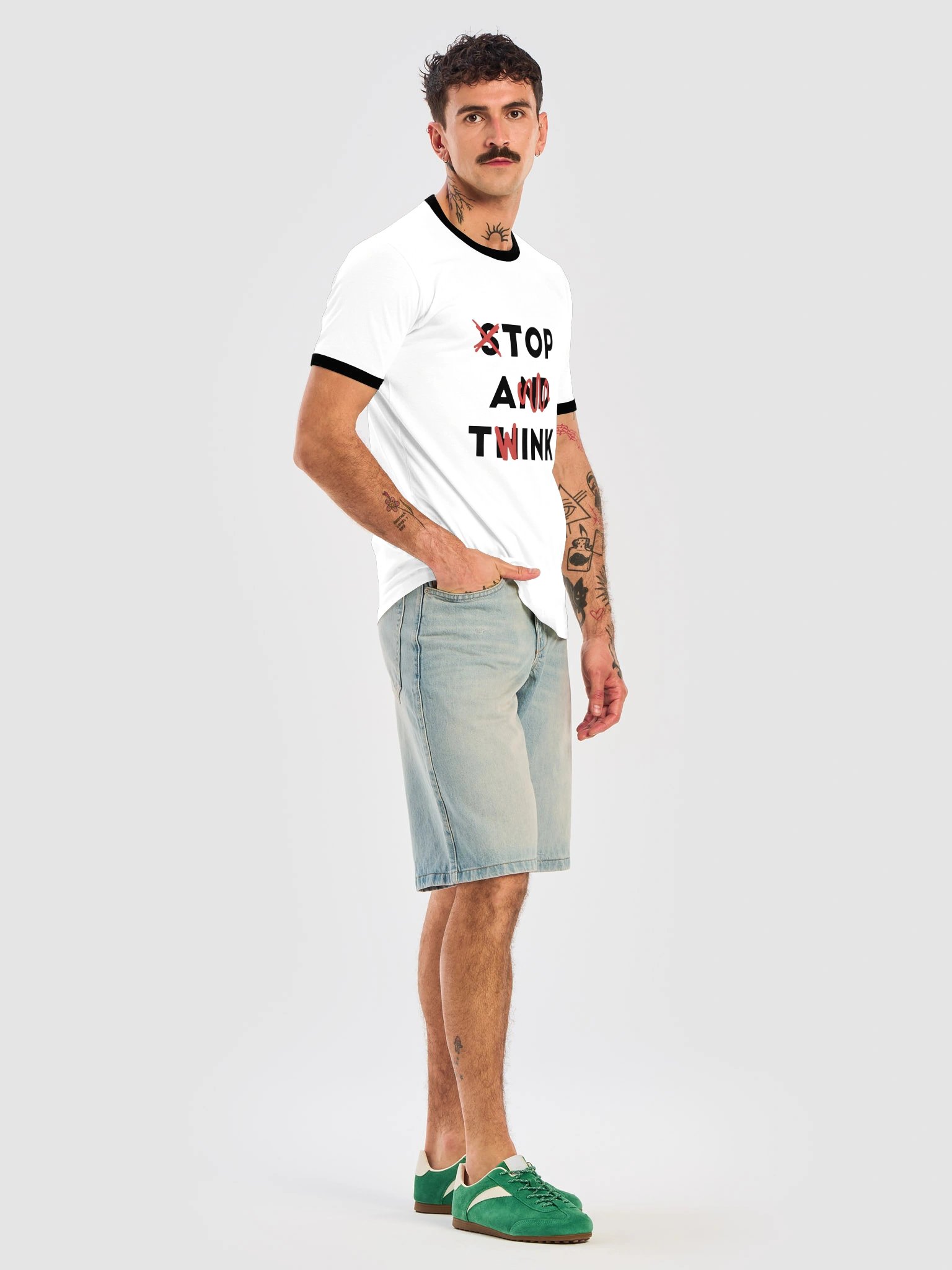 Stop and Think Top A Twink Ringer Tee – Retro Graphic Shirt product image (3)