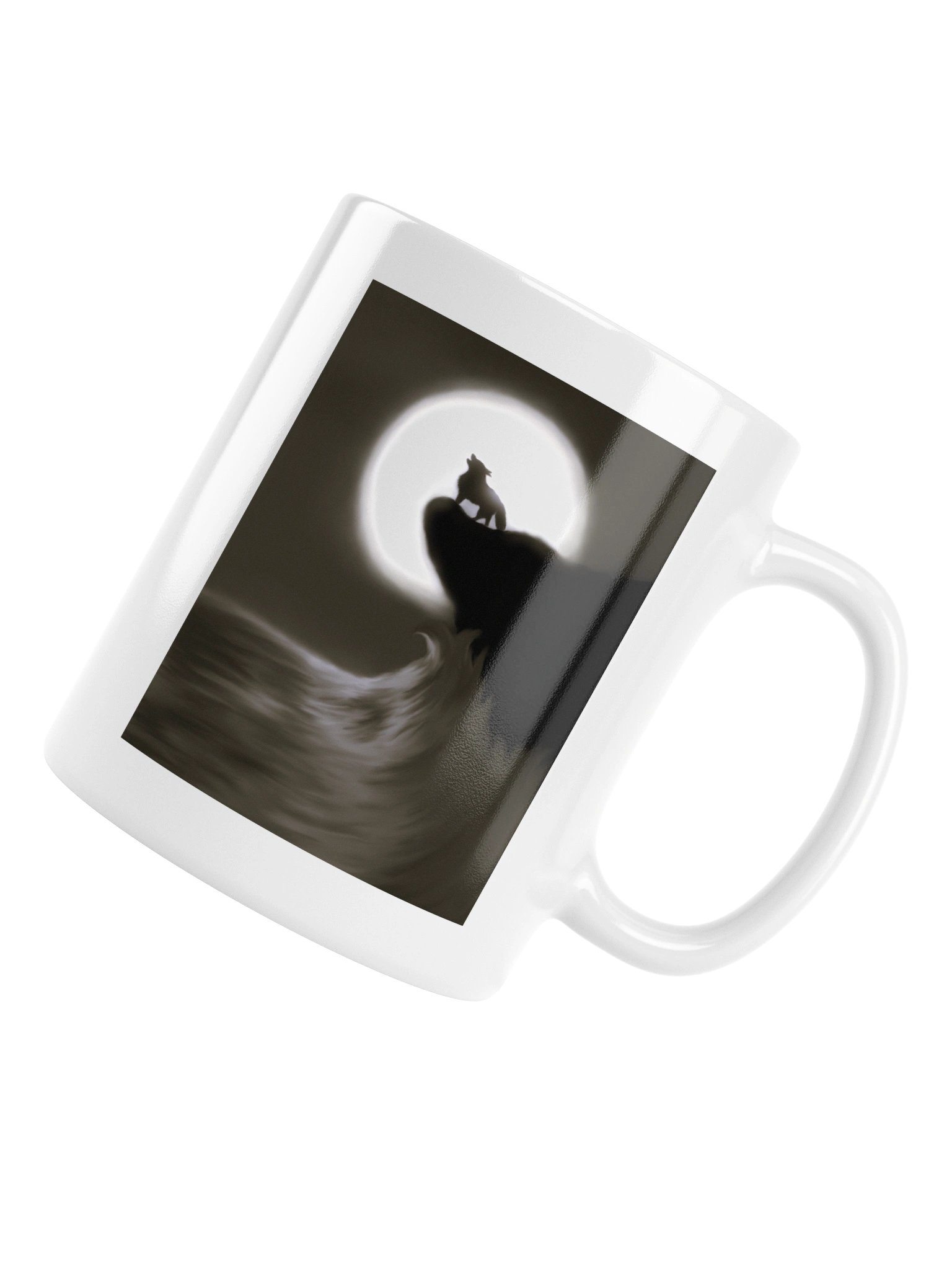 "Wolf on cliff" White Glossy Mug product image (5)