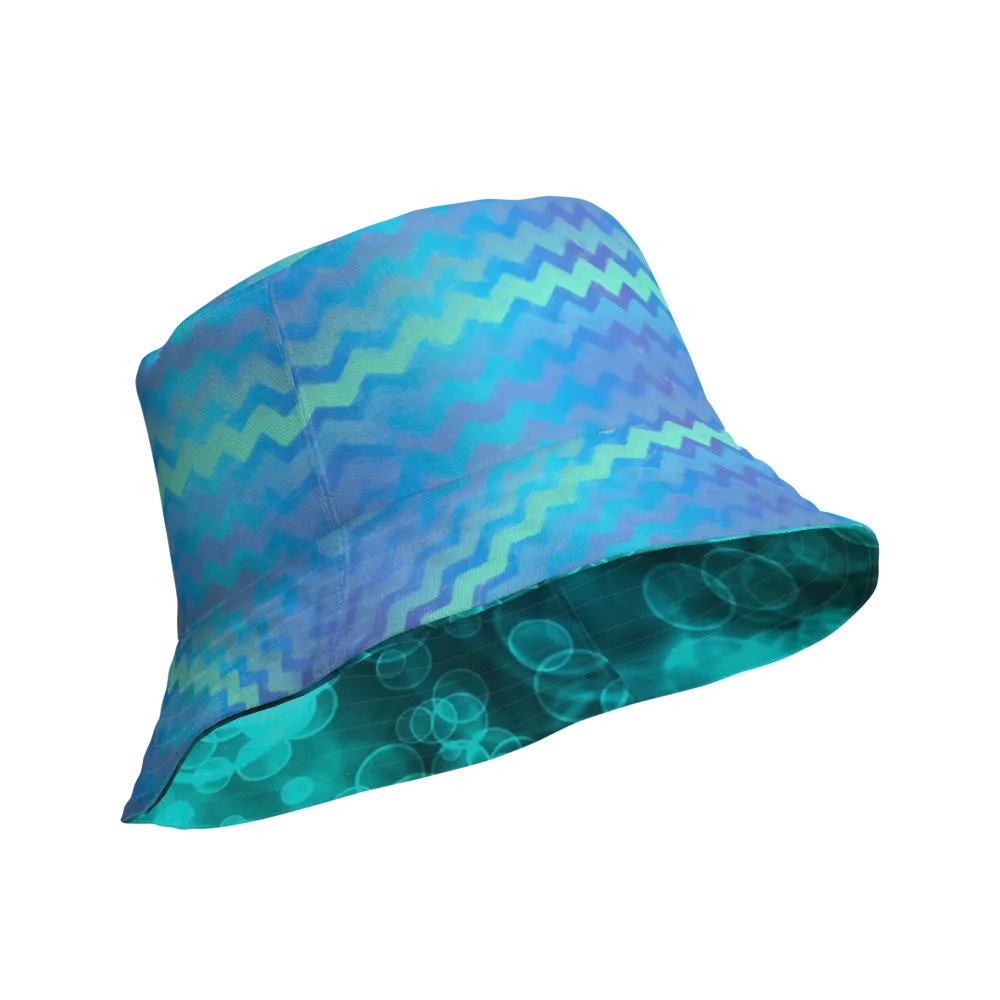 Blue Ocean Bokeh and Mermaid Stripe Bucket hat product image (10)