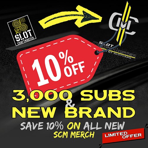 To celebrate hitting 3,000 YouTube subscribers and the new Slot CraftMaster rebrand, I'm giving 10% OFF all new SCM merch for...