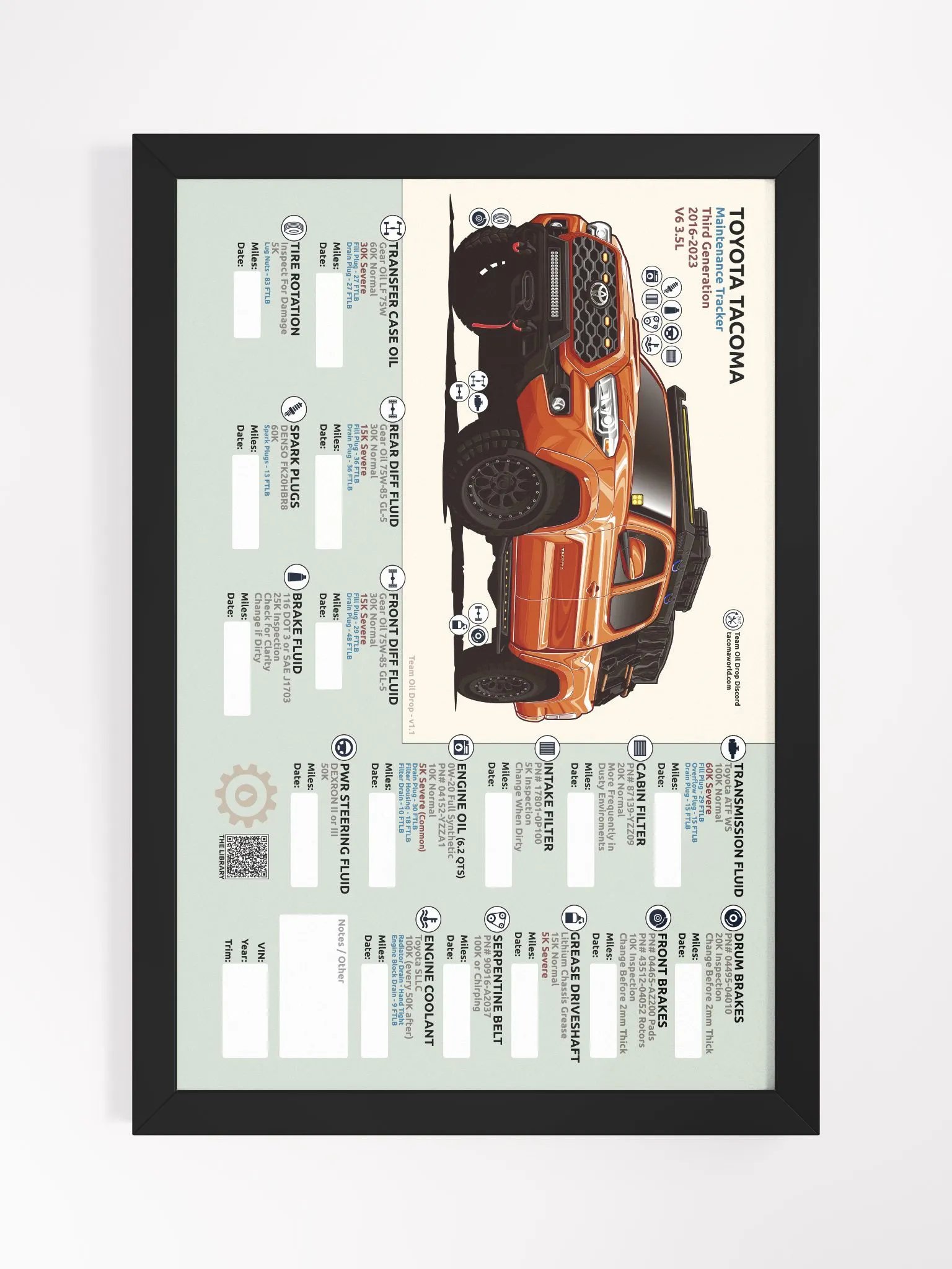 3RD GEN MAINTENANCE TRACKER V1.1 - Octane (Framed) product image (2)