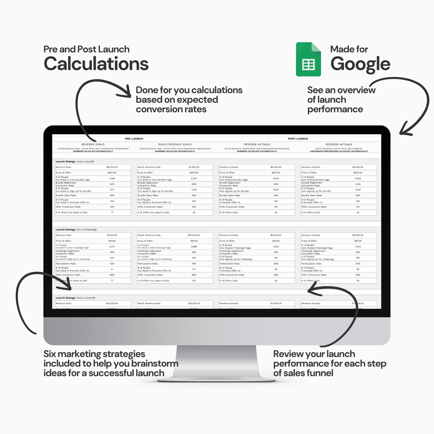 Course Launch Funnel Calculator Spreadsheet product image (2)