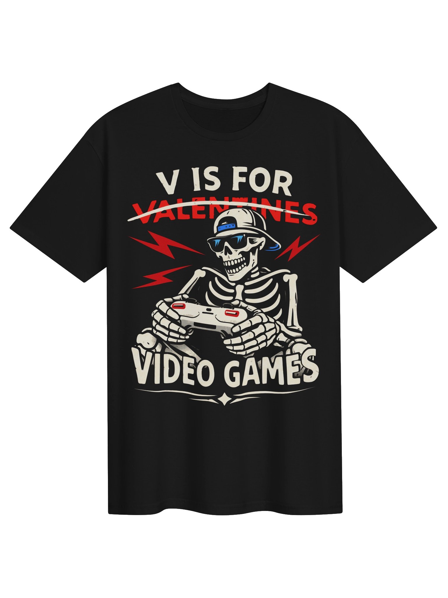 Valentine's Day Gamer Shirt Skeleton Funny V is for Video Games product image (1)