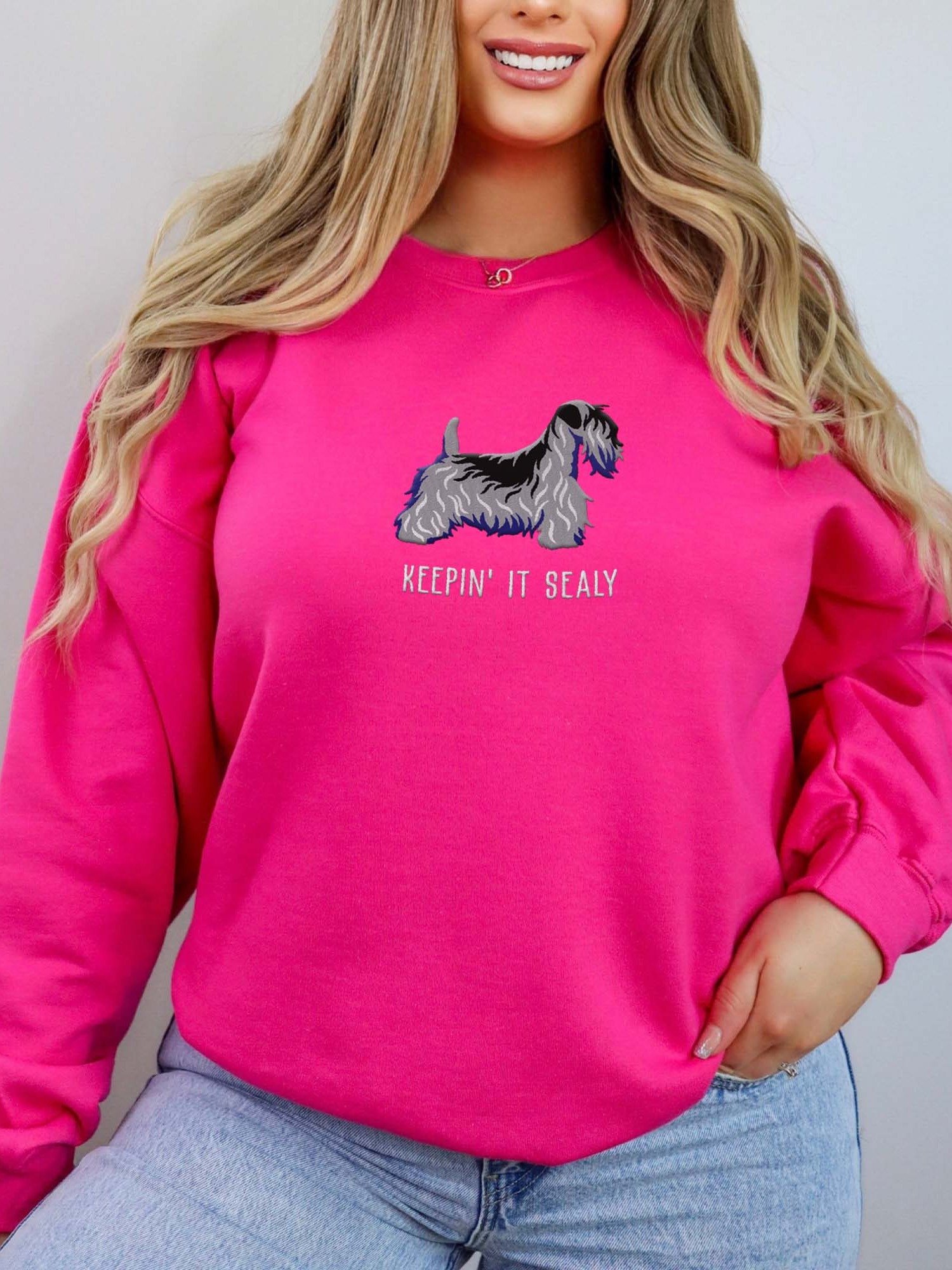 Keepin' It Sealy Sweatshirt (Embroidered) of a Sealyham Terrier(Blue) product image (2)
