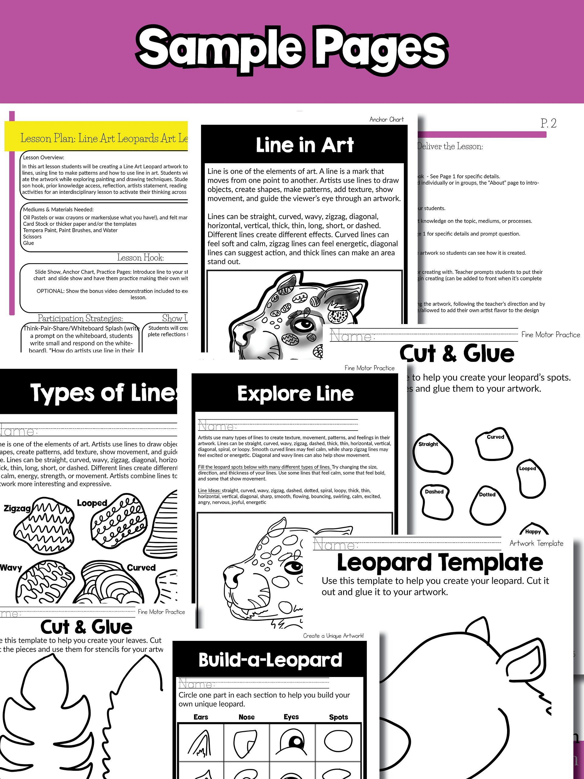 Line Art Lesson Types of Lines Leopard Art Project Line Art Activity product image (8)