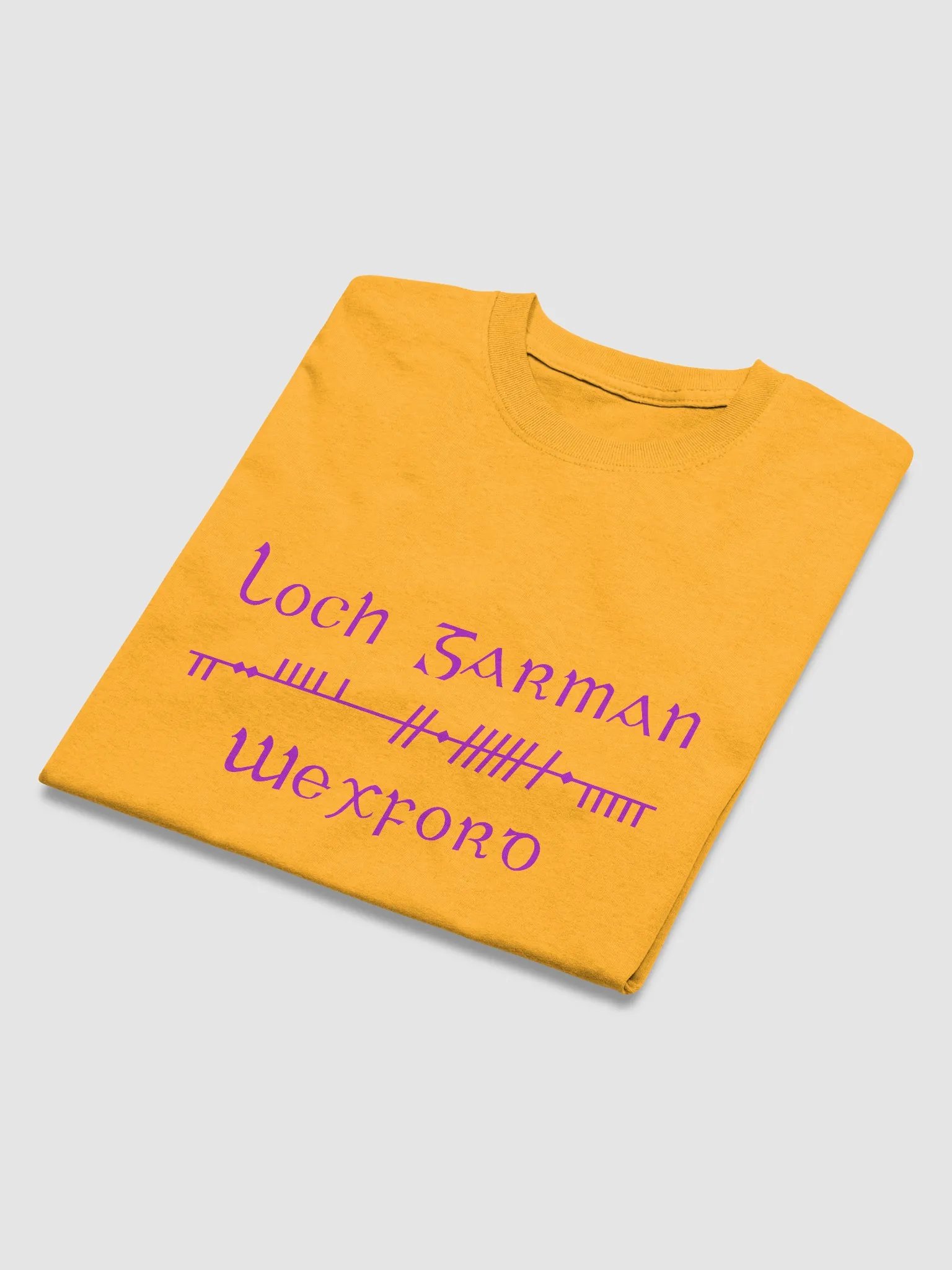 Wexford/Loch Garman Scholastic style Ogham yellow printed T-shirt product image (3)