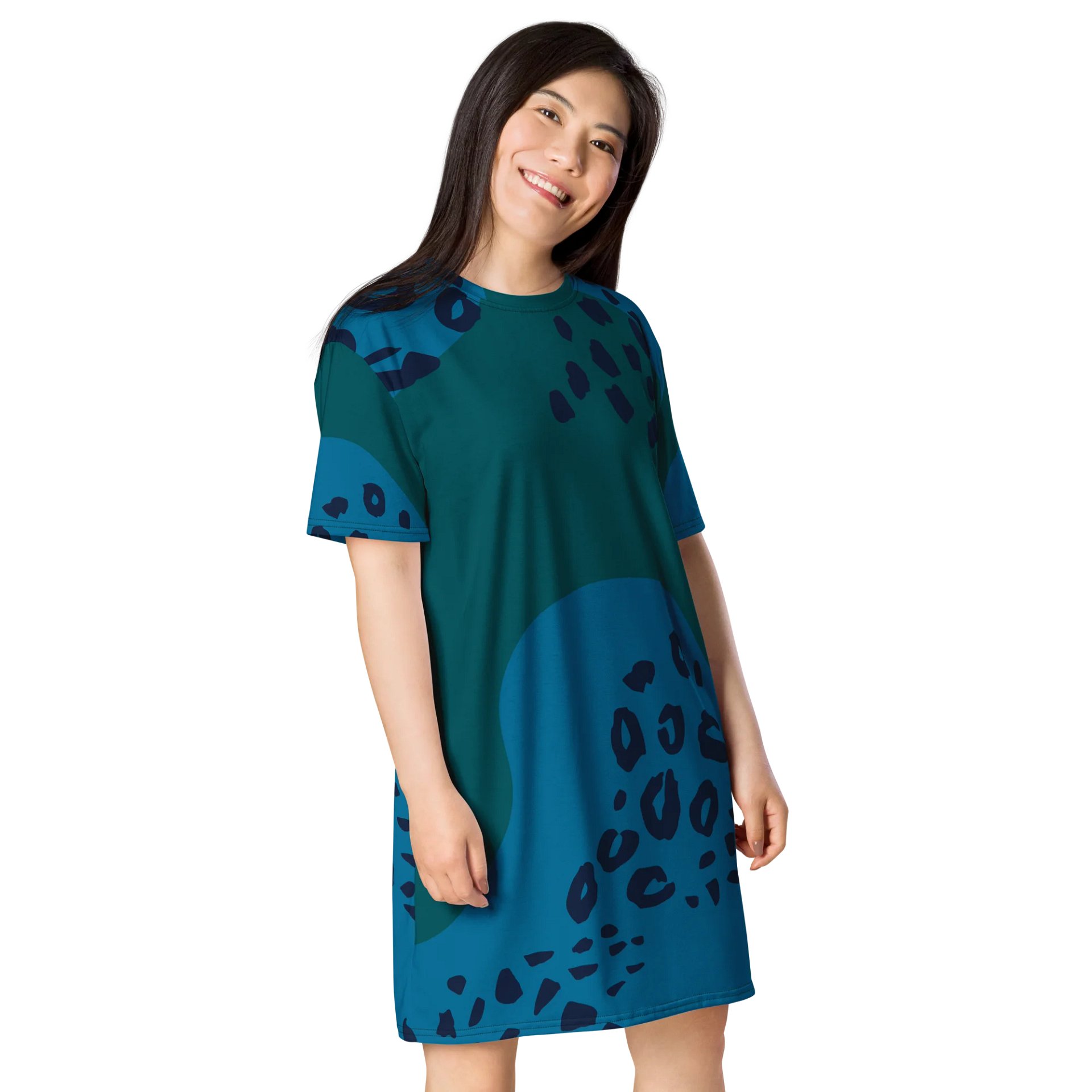 Trendy Oversized T-Shirt Dress with Unique Leopard Print Design - TDSMUSIC product image (4)