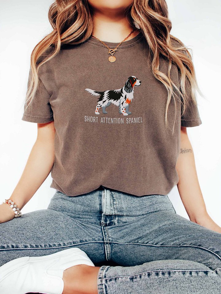 Short Attention Spaniel T-Shirt(Embroidered) of a Springer Spaniel(Tricolor) product image (2)