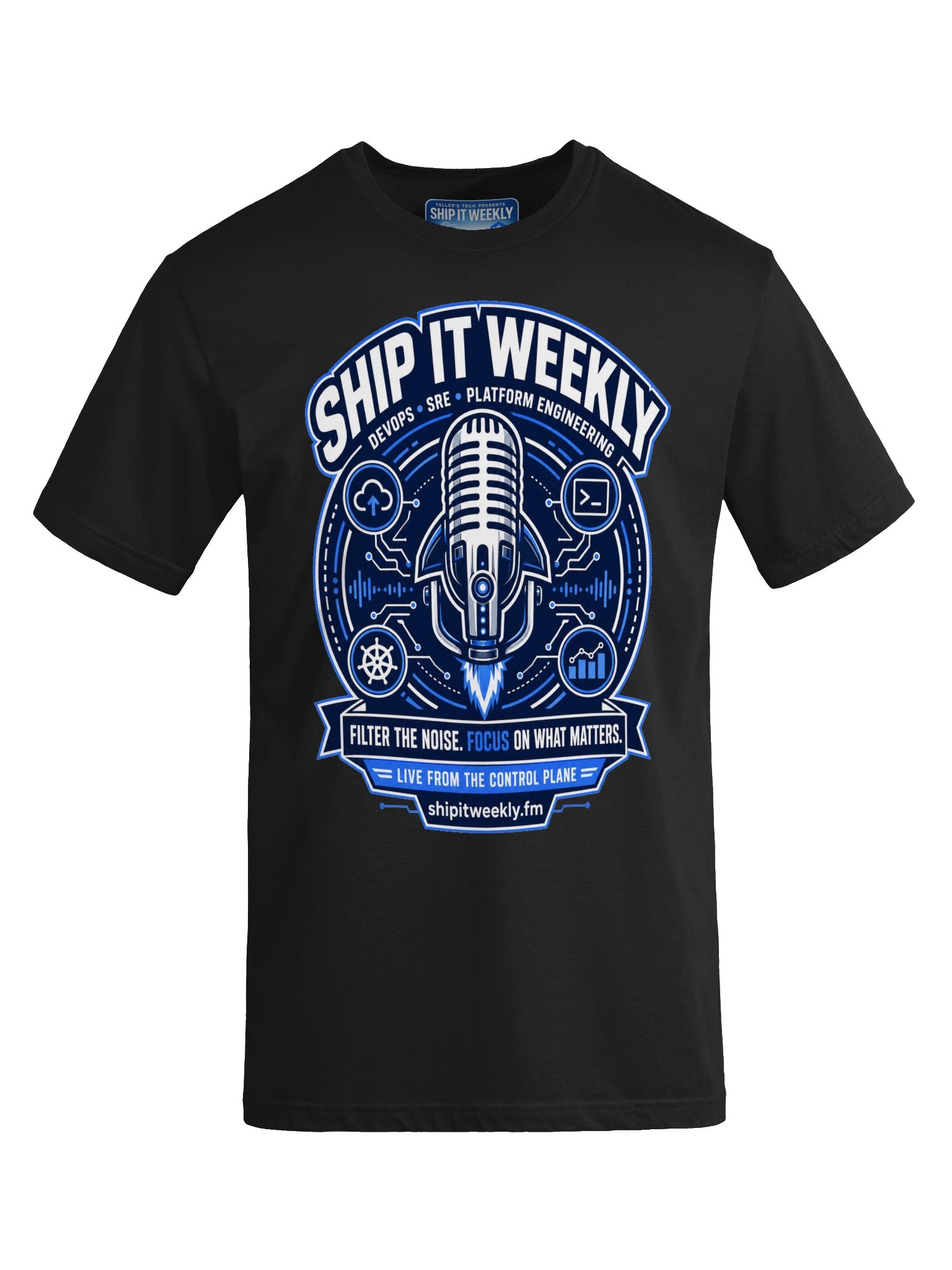 Rocket Mic Control Plane | Ship It Weekly DevOps Tee product image (25)