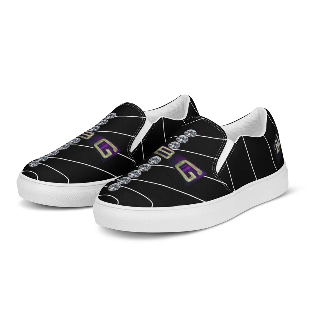 BBG Black Pinstripe Men's Diamond Cross Slip Ons product image (2)