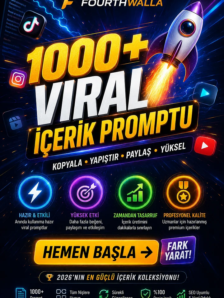 1000+ Viral İçerik Promptu — Kopyala-Yapıştır Paket (2026) product image (1)
