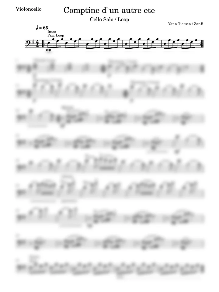 Yann Tiersen - Comptine d'un autre ete (Cello Solo) product image (1)