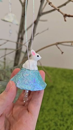 🐰🐣✨️ Easter tree bells with cute bunnies 🔔#easter #raminta_art #eggcarton #easterbells #eastercrafts