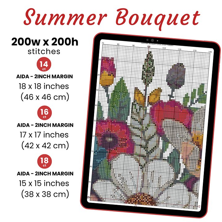 Summer Bouquet Cross Stitch Pattern product image (2)
