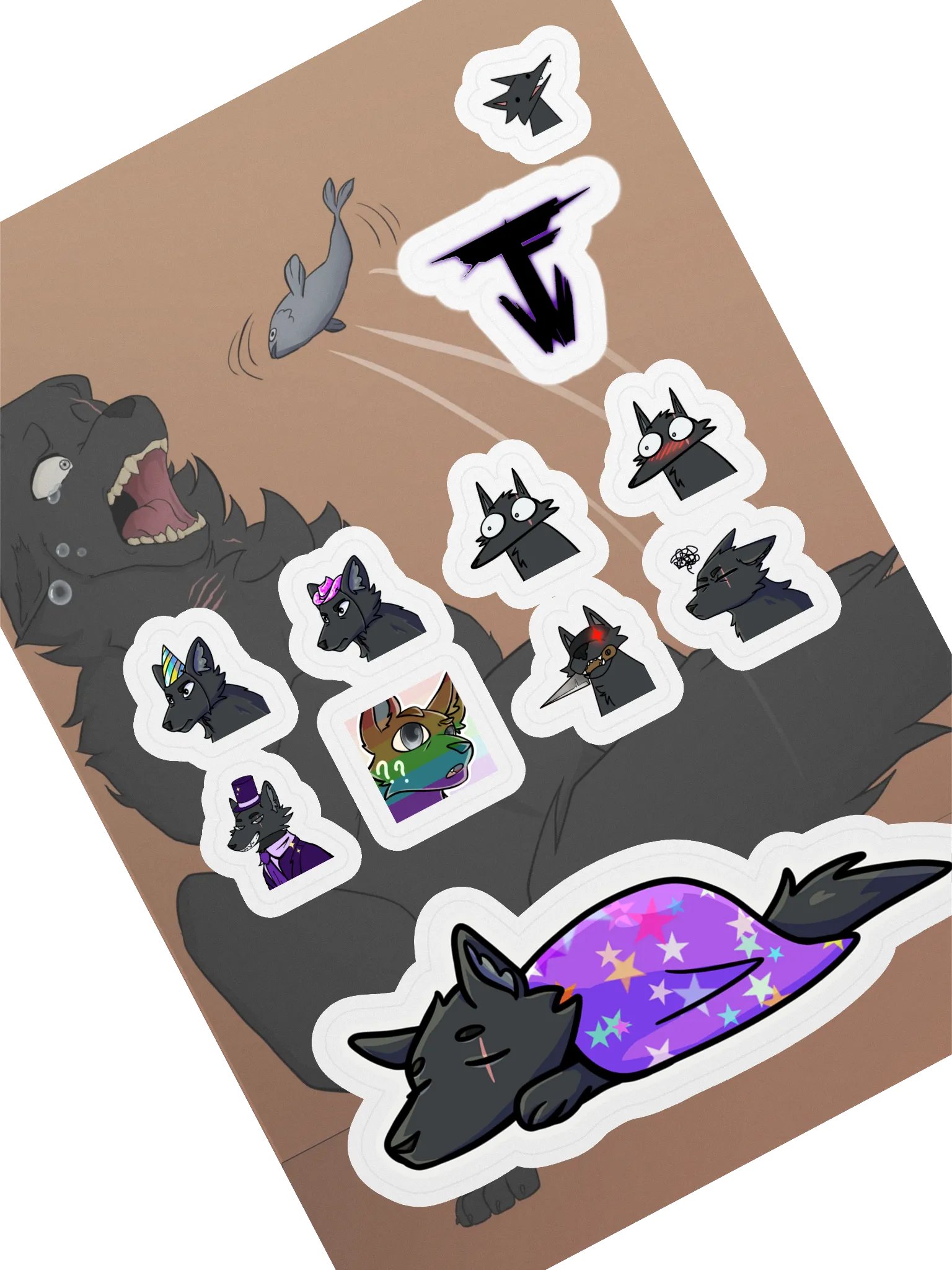 Silly "The Wolf" Emote Sticker Sheet! product image (1)
