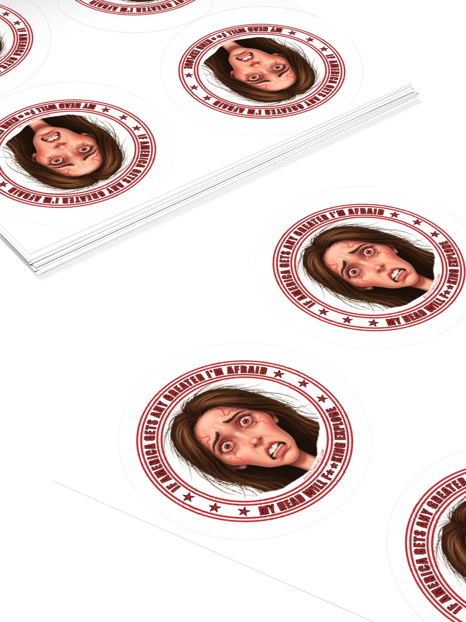 Sticker on white background says: "If America Gets Any Greater My Head Will F**king Explode" product image (12)