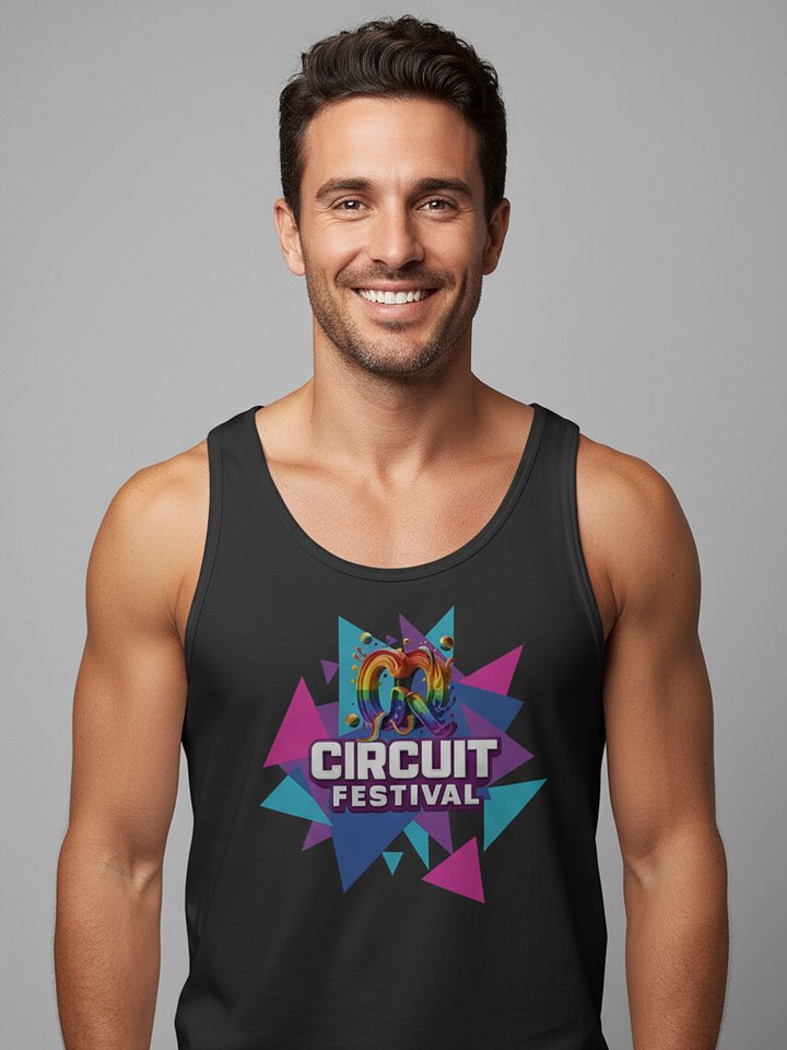 CQ CIRCUIT FESTIVAL – GEOMETRIC COLOR BURST TANK product image (1)