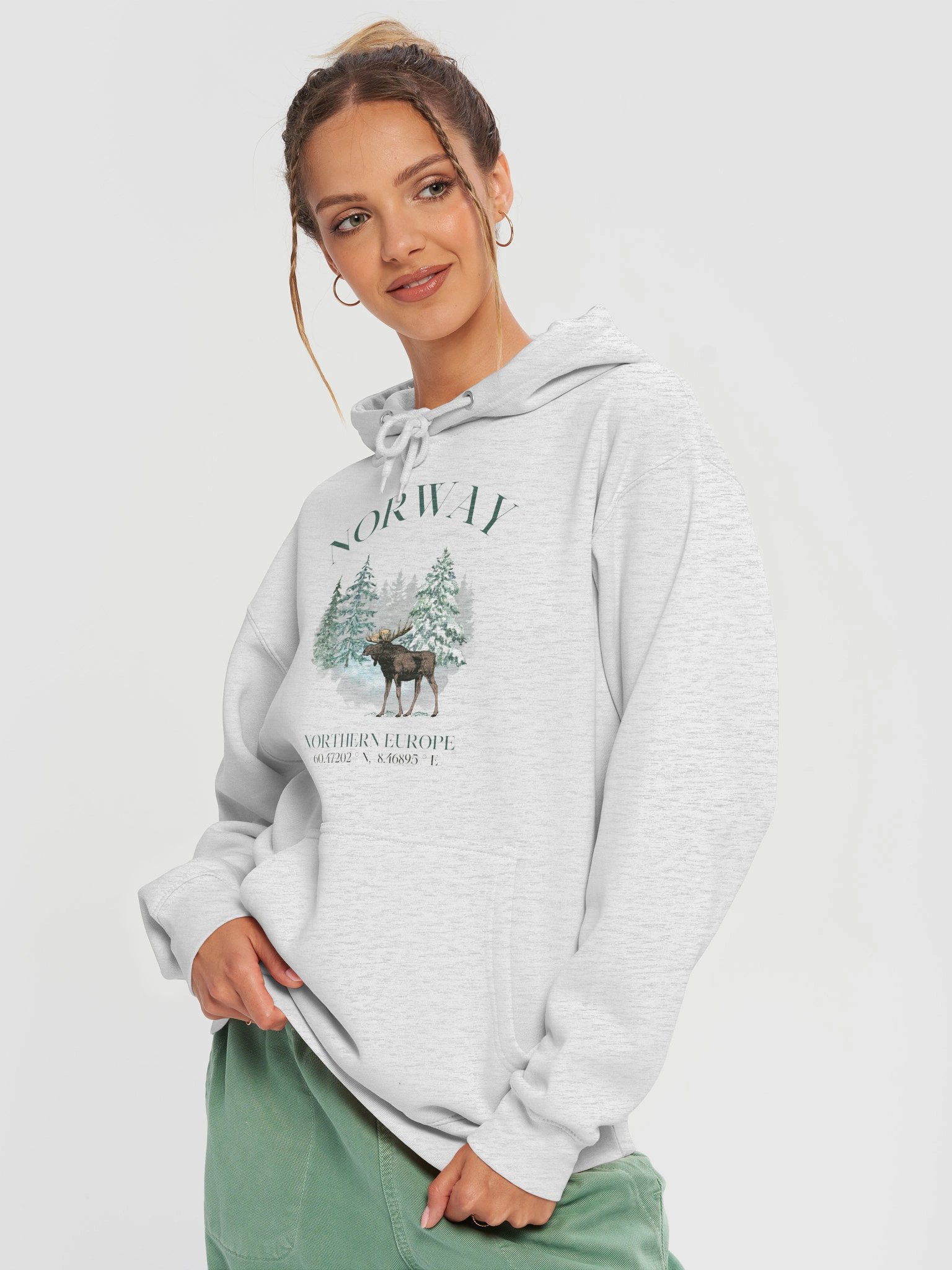 Norway Winter Forest Moose Hoodie product image (19)