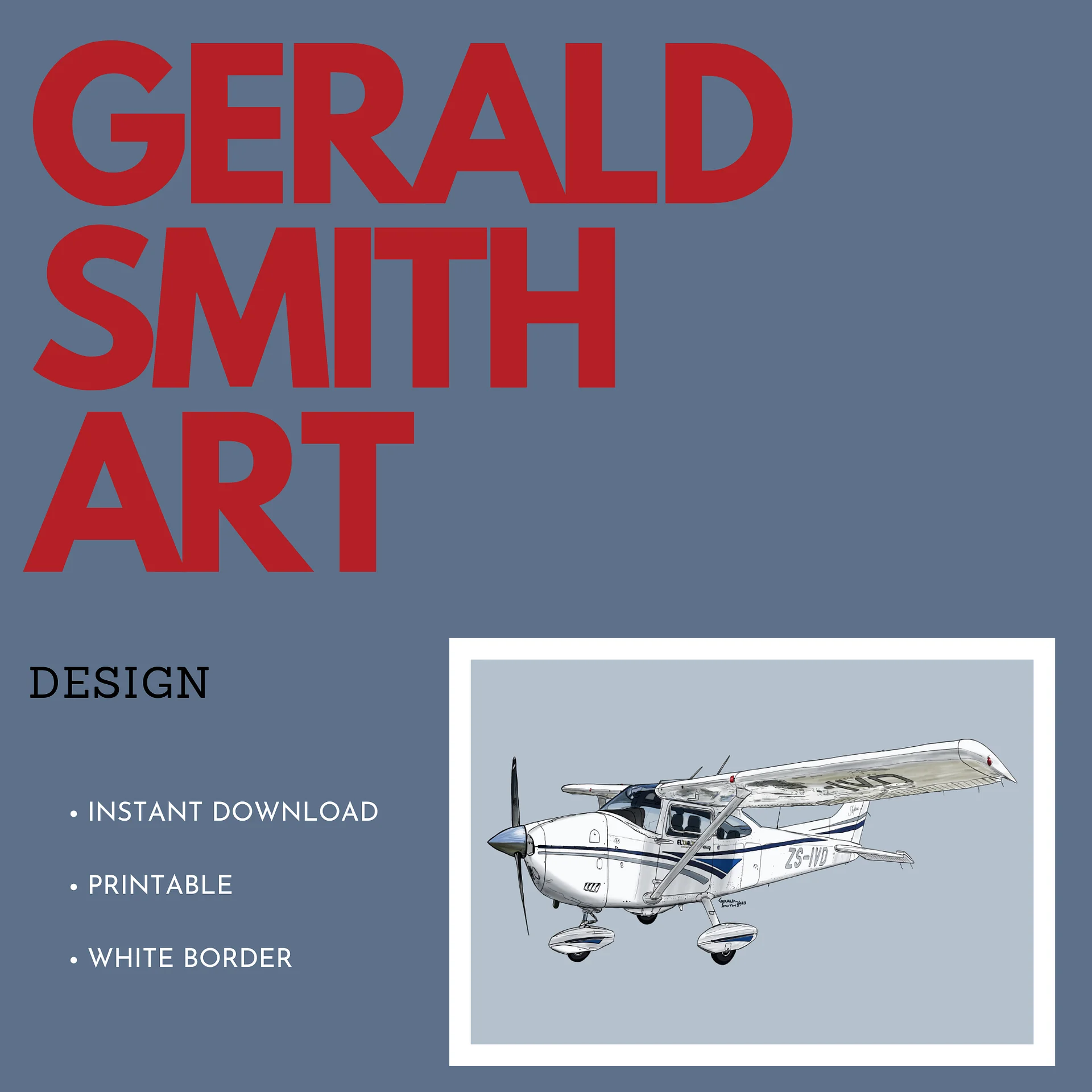 Cessna 182 Skylane Digital Aviation Printable Art Ideal Pilot Gift product image (2)