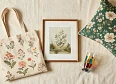 muted floral tote bag, floral's tag thumbnail