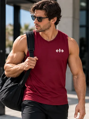 His House Performance V-Neck Muscle Tank - Red by His House