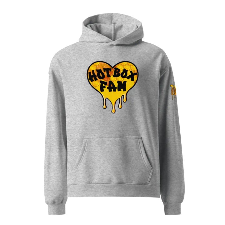 UNISEX HOT BOX FAM GOLD LOGO WITH JFLOW 710 EMOTE ON SLEEVE HOODIE product image (4)