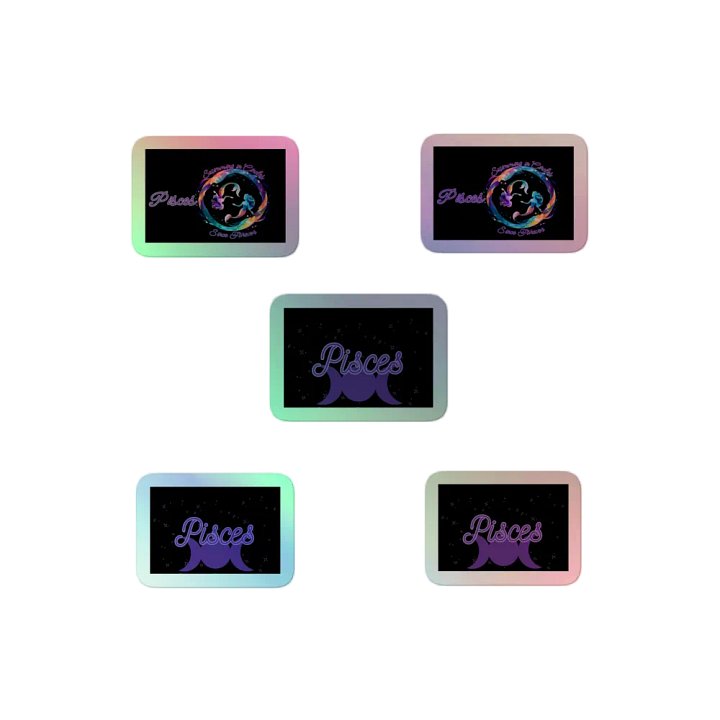 Pisces, Swimming in Circles & 3 Moons, Holo Sticker Pack product image (2)
